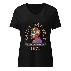 Ideal T Saint Sauveur 1972 Ladies Black V-Neck Shirt